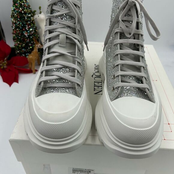 Men’s Alexander, McQueen treadslick crystal sneaker boots size 44 made in Italy - Picture 3 of 9